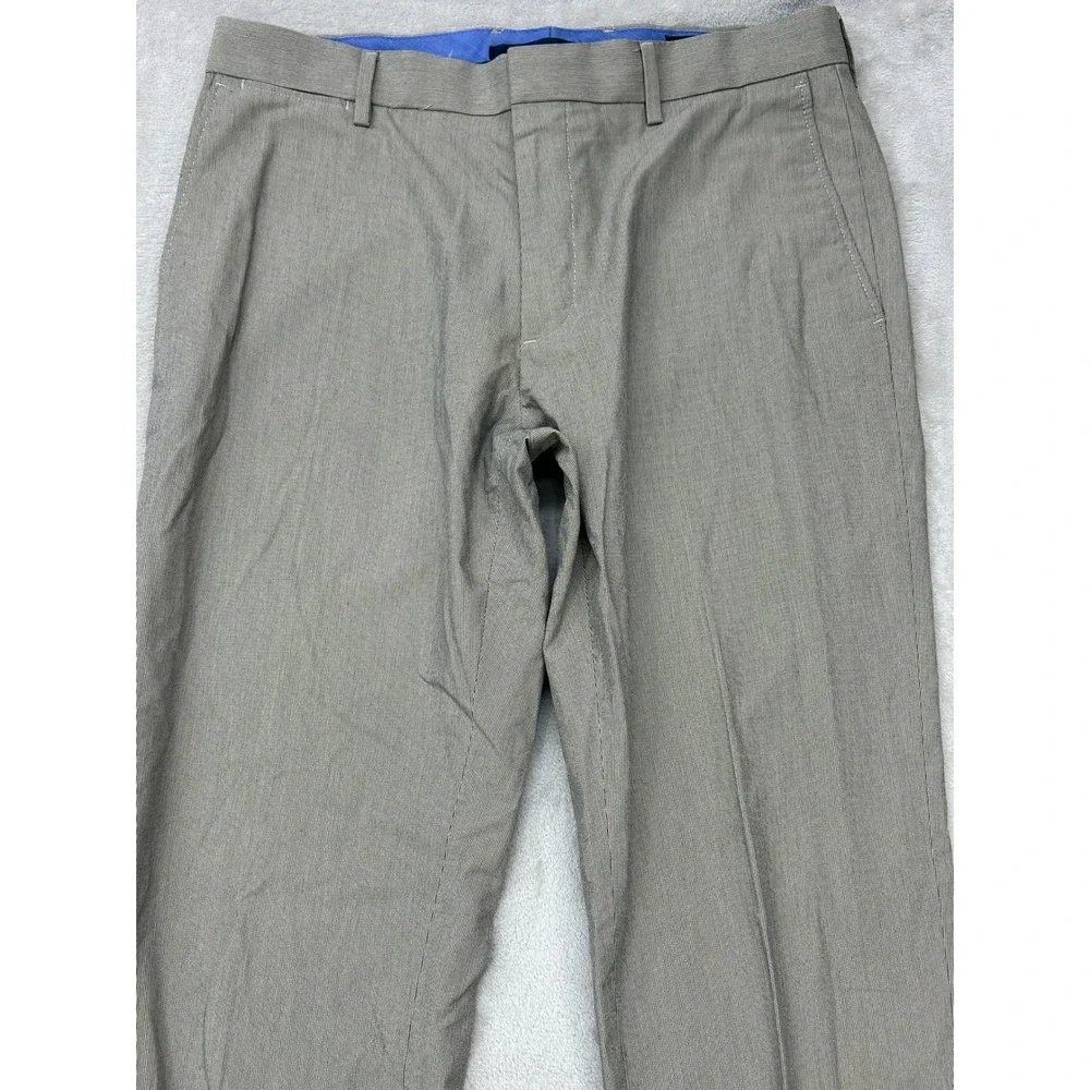 Banana Republic Classic Fit Pants Men 32x32 Khaki Tan Micro Stripe Wool Trousers